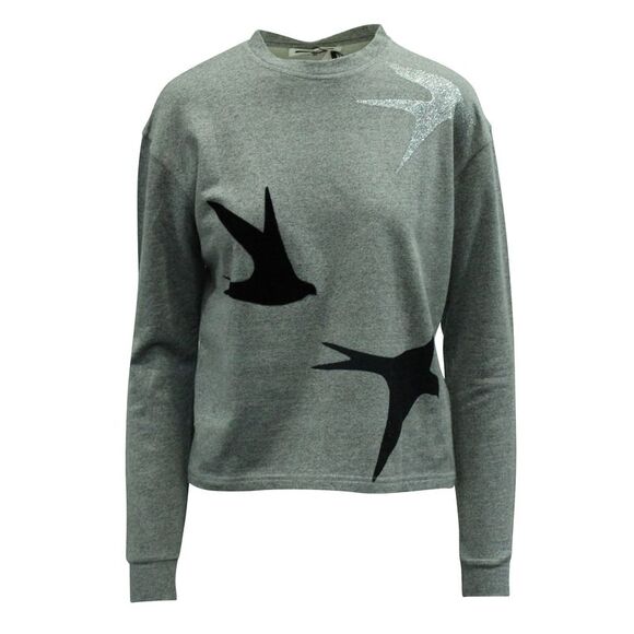 McQ Alexander McQueen Bird Print Classic Sweatshirt in Grey Cotton